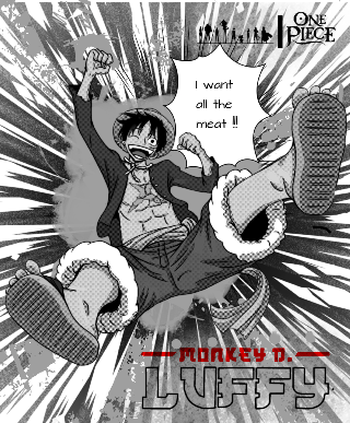 Luffy Fan Art Black & White (Imo Jumbo Art)